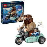 LEGO frontal del set 76443 mostrando moto y sidecar, ideal para regalar