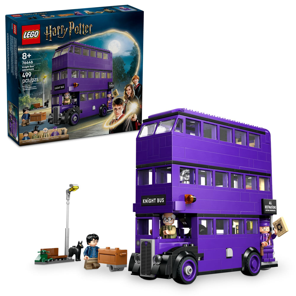 LEGO Knight Bus vista frontal mostrando detalles y atractivo de exhibición