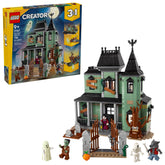 LEGO haunted mansion front view showing spooky facade and play features