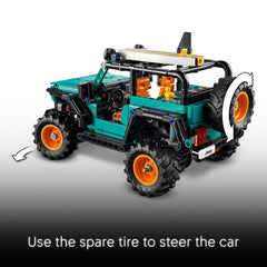LEGO Jeep Wrangler spare tire used to activate steering demonstrating interactive function
