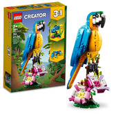 LEGO loro exótico frontal mostrando colores vibrantes y posibilidades de juego