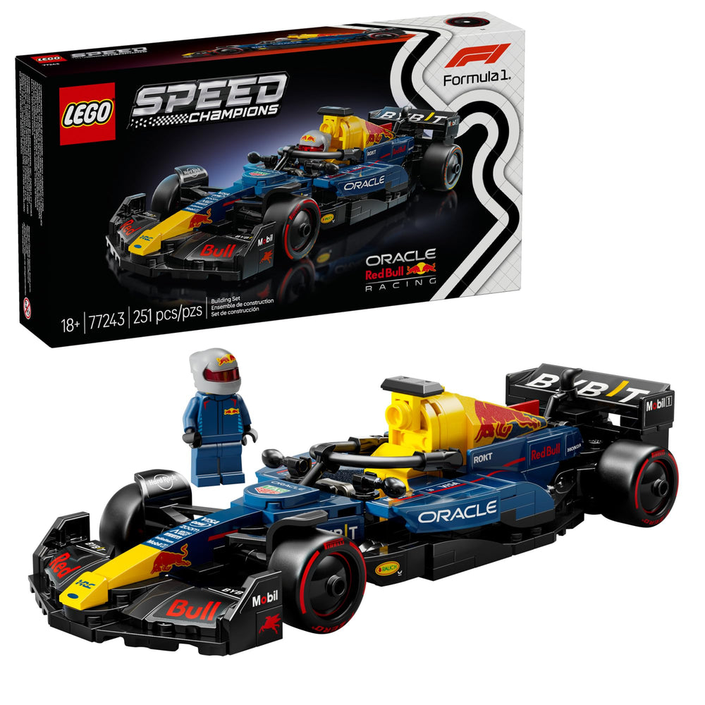 LEGO Red Bull RB20 vista frontal con detalles precisos y estética realista