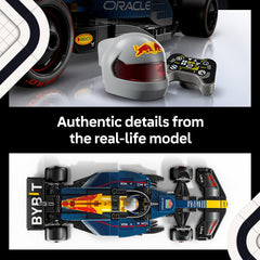 LEGO Red Bull RB20 minifigura de piloto con casco alado para colocar en cockpit