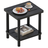 LEJANEOYE front view of bamboo side table, sturdy compact outdoor surface