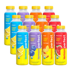 Lemon Perfect front packaging showing 12-pack and brand benefits