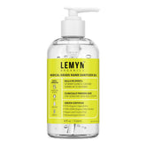 Lemyn Organics botella frontal con bomba mostrando etiqueta clara y uso fácil