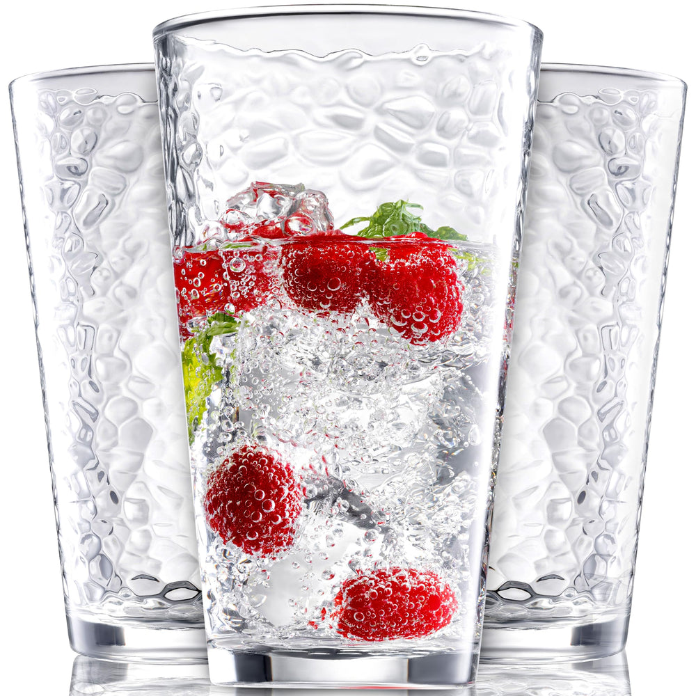 Le'raze clear tumblers front view showing set of ten and elegant finish