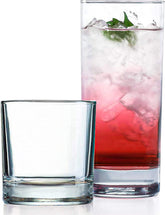 Le'raze front view of full eight-piece set showing versatile drink use