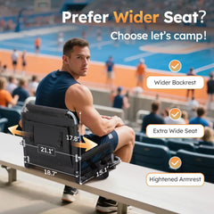 LET'S CAMP close-up of padded seat and 600D oxford fabric for durability