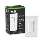 Leviton Decora Smart vista frontal en blanco, diseño limpio y control fácil