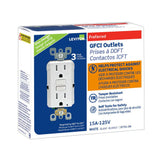 Leviton frontal paquete de 3 receptáculos blancos, protección GFCI visible