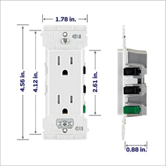 Leviton primer plano del acabado blanco que mejora estética y limpieza