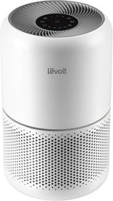 Levoit Core 300 front view showing compact design and intake vents, improves room air