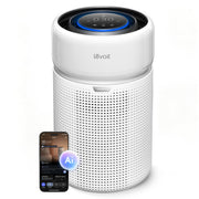 Levoit Eleva 300X front view showing compact purifier and efficient airflow benefit