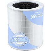 Levoit empaque frontal del filtro mostrando compatibilidad y beneficio de autenticidad