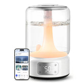 Levoit front view showing humidifier silhouette and advantage of large-tank runtime