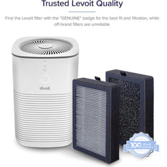 Levoit detalle de la estructura dual del filtro mostrando capas y eficiencia