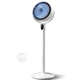 Levoit standing fan front view showing sleek design and efficient airflow benefit