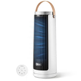 Levoit vista frontal del ventilador torre con diseño compacto y ahorro energético