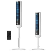 Levoit front view showing slim tower and stable base for space-saving cooling