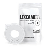 Lexcam parche frontal del empaque que muestra 30 unidades y facilidad de almacenamiento