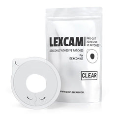 Lexcam parche frontal del empaque que muestra 30 unidades y facilidad de almacenamiento
