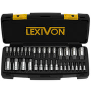 LEXIVON front packaging showing full 32-piece set and case, clear organization benefit