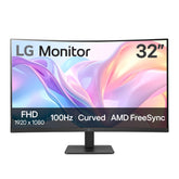 LG monitor curvo frontal 32 pulgadas mostrando pantalla envolvente y mayor área
