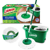 Libman imagen frontal del cubo y fregona mostrando facilidad de almacenamiento