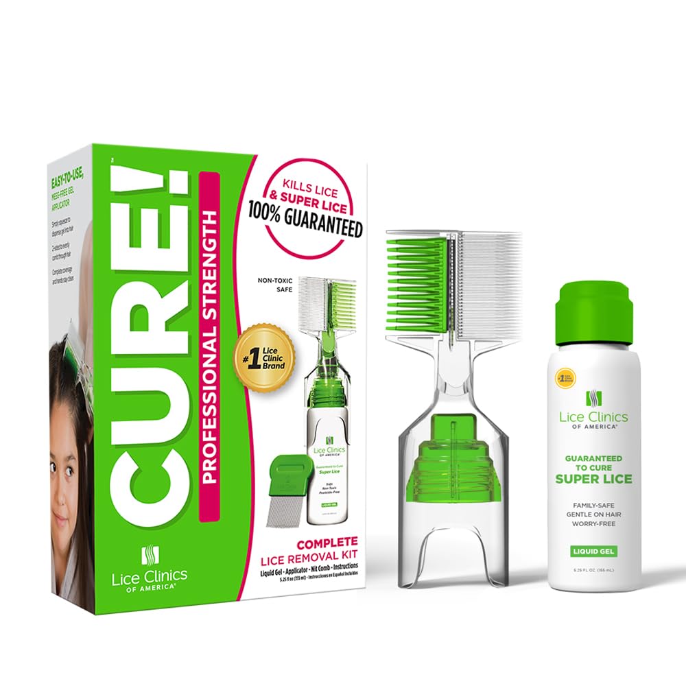 Lice Clinics of America vista frontal del kit con componentes y beneficio de kit completo