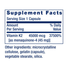 Life Extension etiqueta con lista de ingredientes y dosis destacada 45 mg