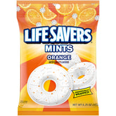 Life Savers front packaging showing bright orange mint bags and convenience