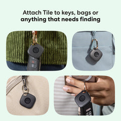 Life360 Mate attached to a keyring for quick retrieval benefit