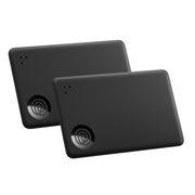 Life360 Tile Slim front packaging showing two black trackers and branding benefit: quick identification