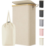 Lifewit cesto frontal beige mostrando su forma estrecha y capacidad