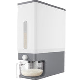 Lifewit front view showing grey rice dispenser and neat storage benefit