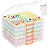 Lifewit front view of six clear organizer boxes with visible contents and neat stack