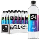 LIFEWTR front packaging of 20oz bottles showing artistic labels and convenience