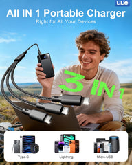 LILIO ports and LED indicators demonstrating simultaneous five-device charging