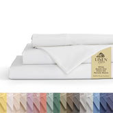 Linen Home front packaging showing queen sheet set, clean presentation benefit