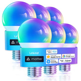Linkind bulb front view showing sleek A19 shape and universal E26 base benefit: easy replacement