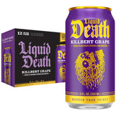 Liquid Death lata frente mostrando diseño y sabor intenso a uva