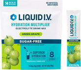 Liquid I.V. embalaje frontal sabor uva verde mostrando caja y marca, ideal para identificación rápida
