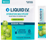 Liquid I.V. embalaje frontal sabor uva verde mostrando caja y marca, ideal para identificación rápida