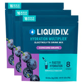Liquid I.V. frente del empaque uva mostrando 48 sobres y beneficios