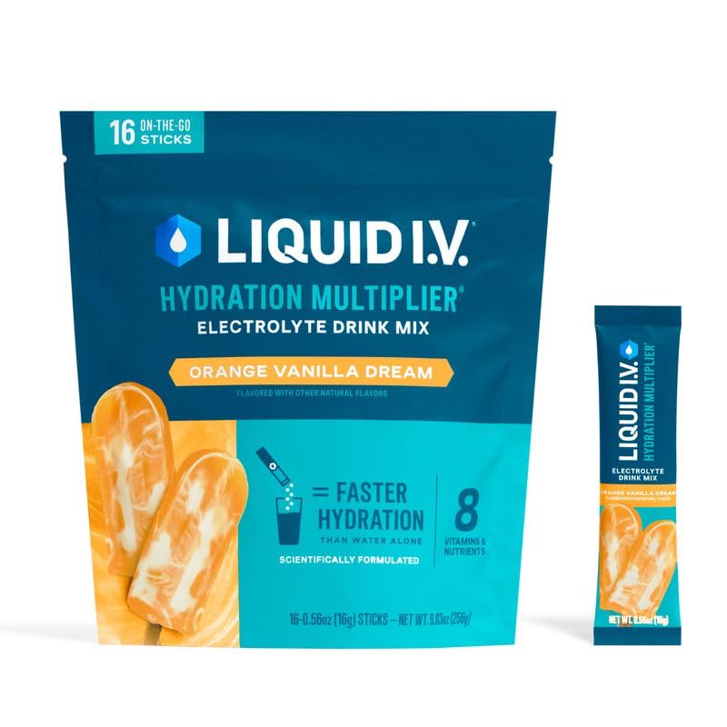Liquid I.V. frente del empaque mostrando caja y cantidad de sobres, hidratación portátil