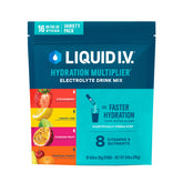 Liquid I.V. paquete frontal variedad mostrando 16 sobres y beneficios de hidratación