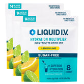 Liquid I.V. empaque frontal que muestra sabor limón lima y cantidad
