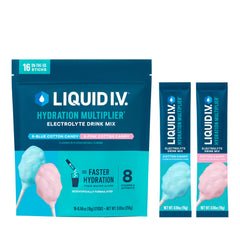 Liquid I.V. paquete frontal mostrando 16 sobres y diseño atractivo