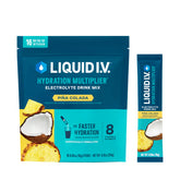Liquid I.V. front box showing 16-count packets and tropical branding for easy hydration